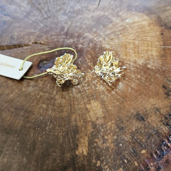 Amber Sceats Reese Earrings 24K Gold Plated Chunky Textured Stud Made in Italy - Picture 14 of 14